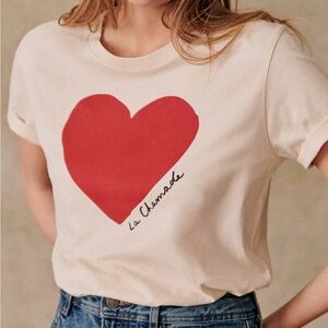 Sezane La Chamade T-shirt Cream / Red - Size M